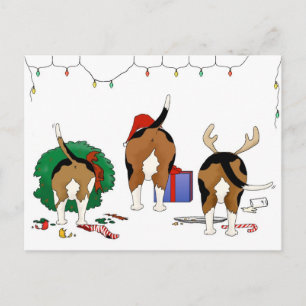 Nothin' Butt A Beagle Christmas Holiday Postcard
