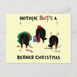 Nothin' Butt A Berner Christmas Holiday Postcard