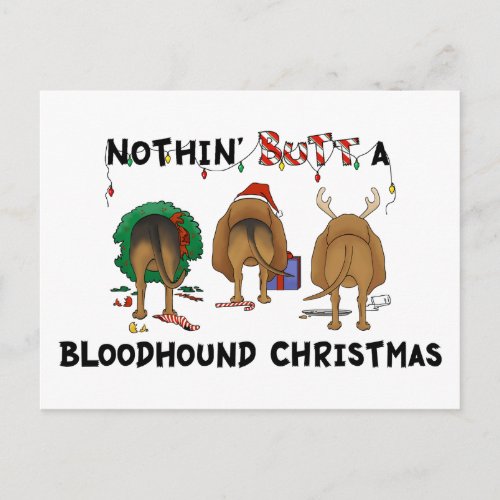 Nothin Butt A Bloodhound Christmas Holiday Postcard