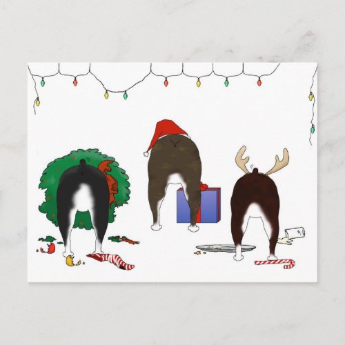 Nothin Butt A Boston Terrier Christmas Holiday Postcard