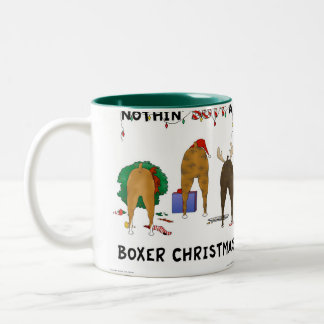Nothin' Butt A Boxer Christmas Two-Tone Coffee Mug