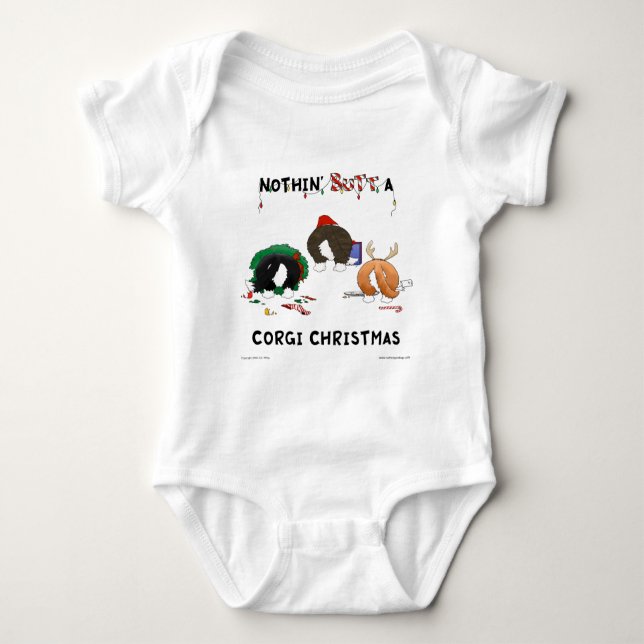 Nothin' Butt A Corgi Christmas Baby Bodysuit (Front)