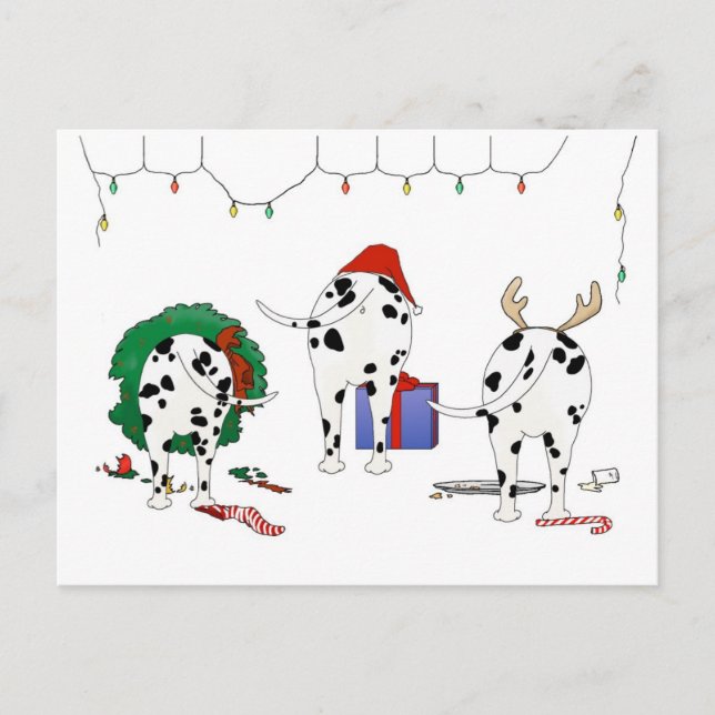Nothin' Butt A Dalmatian Christmas Holiday Postcard (Front)