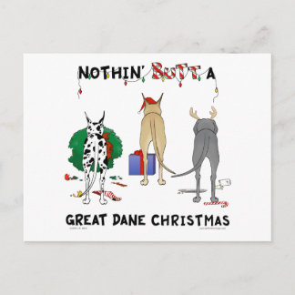 Nothin' Butt A Dane Christmas Holiday Postcard