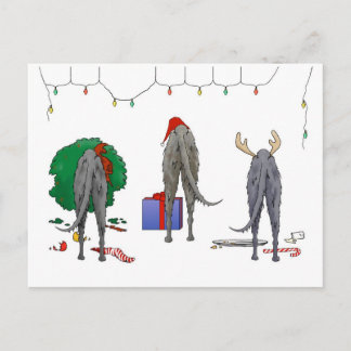 Nothin' Butt A Deerhound Christmas Holiday Postcard