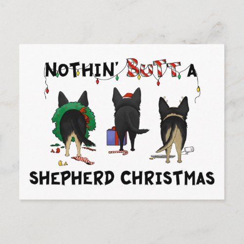 Nothin Butt A German Shepherd Christmas Holiday Postcard