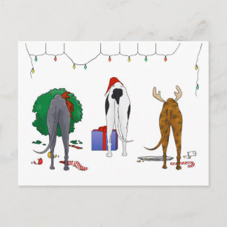 Nothin' Butt A Greyhound Christmas Holiday Postcard