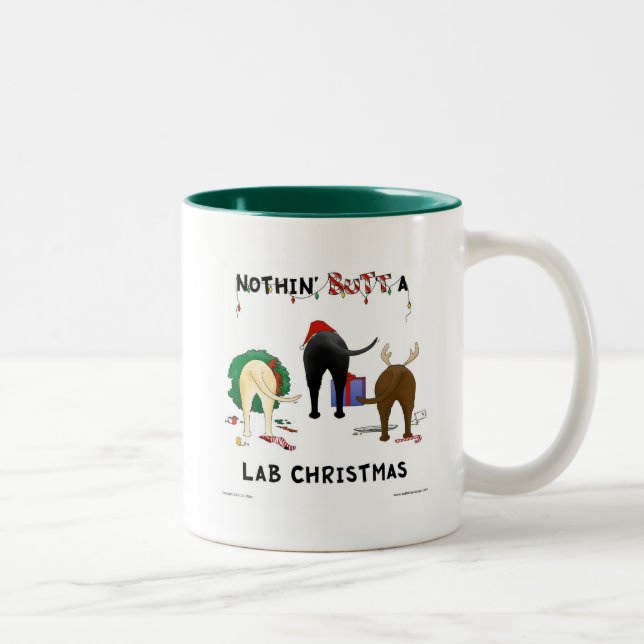 Nothin' Butt A Lab Christmas Two-Tone Coffee Mug (Right)