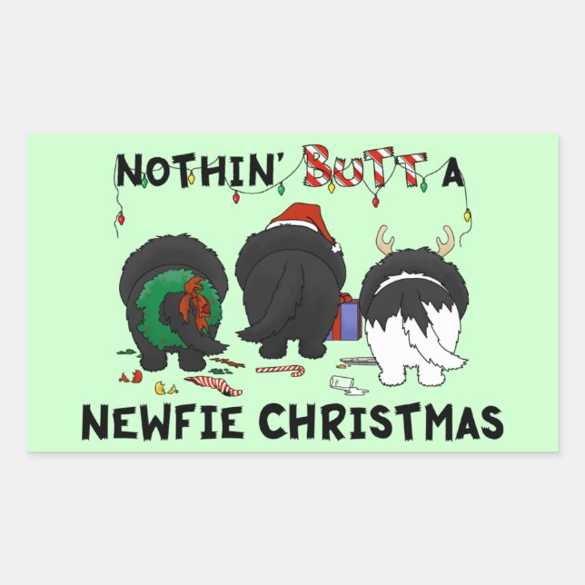 Nothin' Butt A Newfie Christmas Rectangular Sticker (Front)