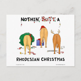 Nothin' Butt A Rhodesian Christmas Holiday Postcard