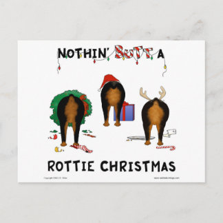 Nothin' Butt A Rottie Christmas Holiday Postcard