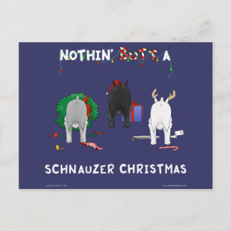 Nothin' Butt A Schnauzer Christmas Holiday Postcard