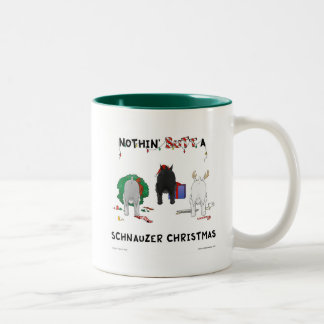Nothin' Butt A Schnauzer Christmas Two-Tone Coffee Mug