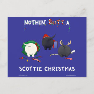 Nothin' Butt A Scottie Christmas Holiday Postcard
