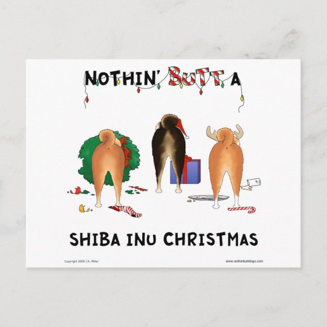 Nothin' Butt A Shiba Inu Christmas Holiday Postcard (Front)