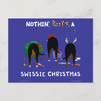 Nothin' Butt A Swissie Christmas Holiday Postcard
