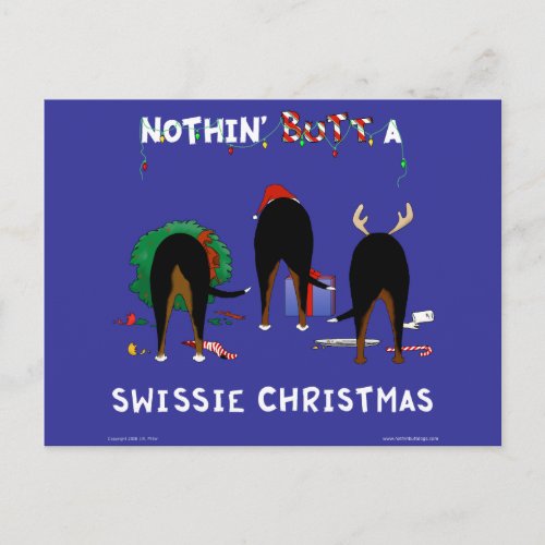 Nothin Butt A Swissie Christmas Holiday Postcard
