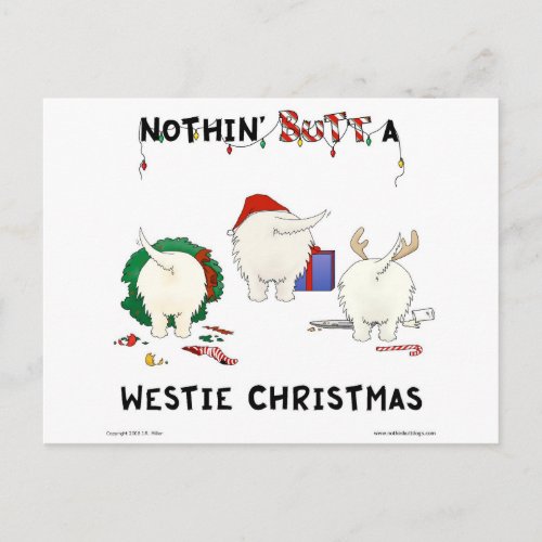 Nothin Butt A Westie Christmas Holiday Postcard