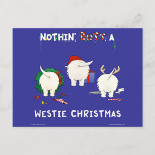 Nothin' Butt A Westie Christmas Holiday Postcard