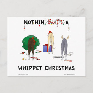 Nothin' Butt A Whippet Christmas Holiday Postcard