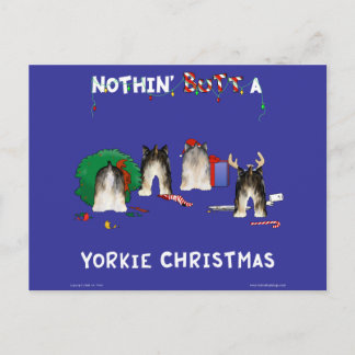Nothin' Butt A Yorkie Christmas Holiday Postcard