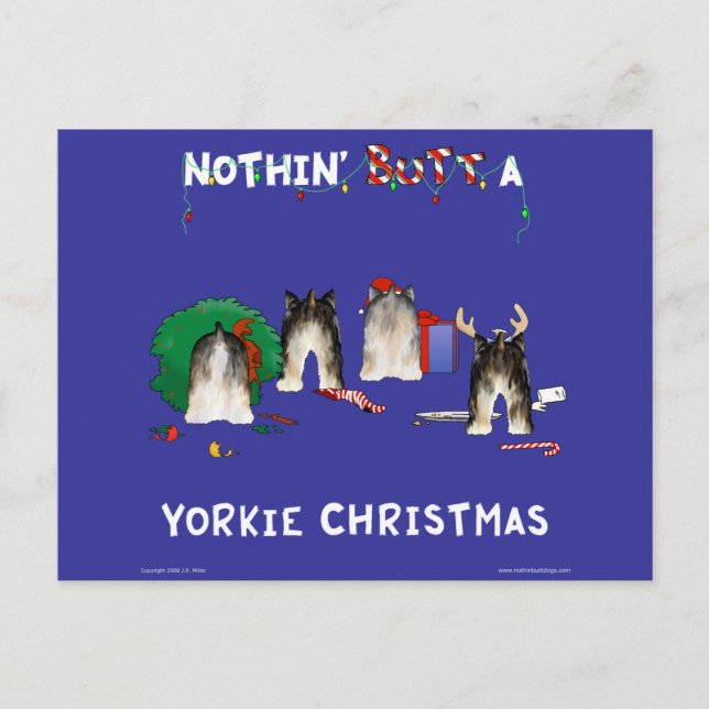 Nothin' Butt A Yorkie Christmas Holiday Postcard (Front)