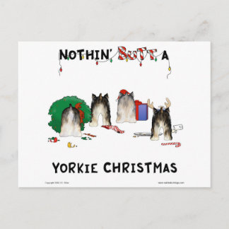 Nothin' Butt A Yorkie Christmas Holiday Postcard