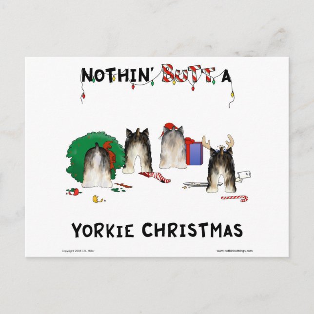 Nothin' Butt A Yorkie Christmas Holiday Postcard (Front)