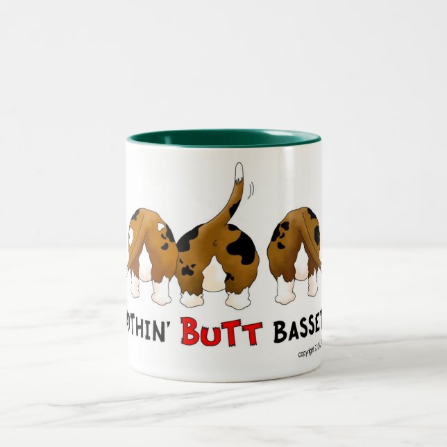 Nothin' Butt Bassets Two-Tone Coffee Mug (Center)