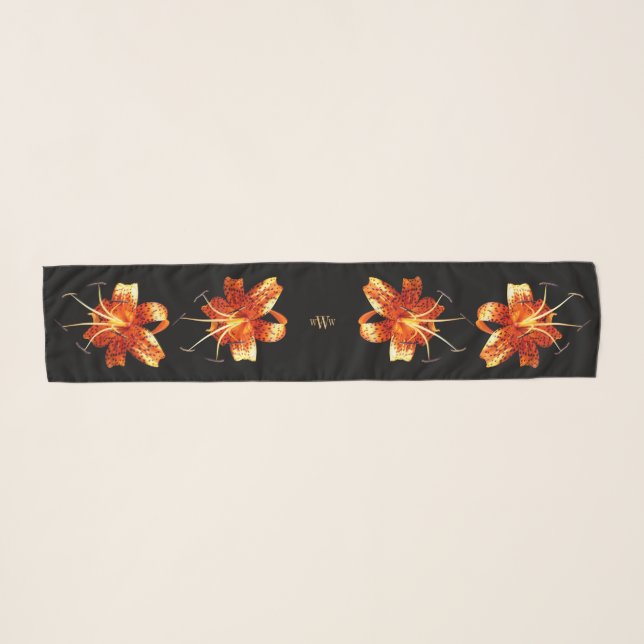 "Nothing Bashful" Tiger Lily Long Chiffon Scarf (Front (Horizontal))