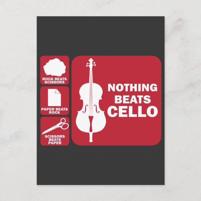Nothing Beats Cello Rock Scissor Paper Musician Postcard (Front)