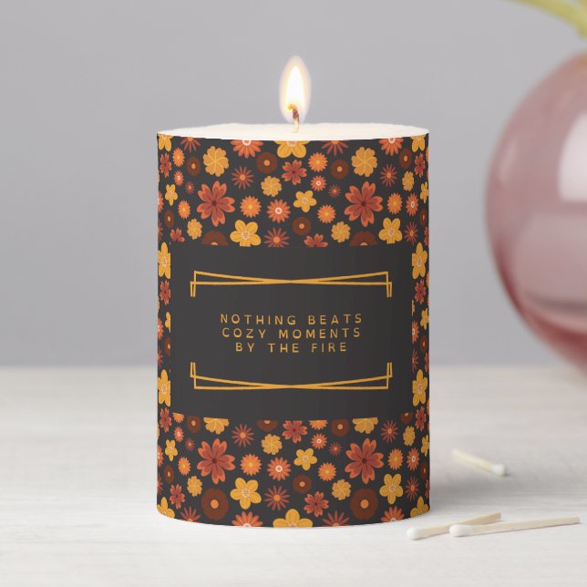 Nothing beats cozy moments by the fire Autumn Gift Pillar Candle (In Situ)