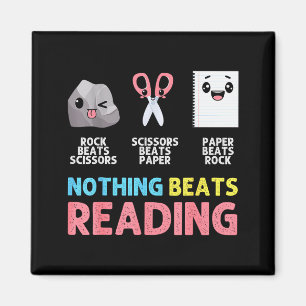 Nothing Beats Reading Funny Rock Paper Scissors Magnet