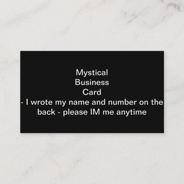 Nothing But Color - Everything Black - Only Black Business Card (Front)