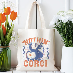 Nothing But Corgi - Retro Orange and Navy Funny Tote Bag
