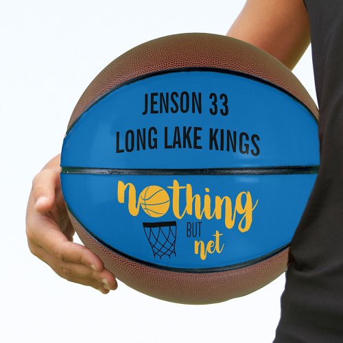 Nothing but Net Blue and Yellow Personalized Basketball
