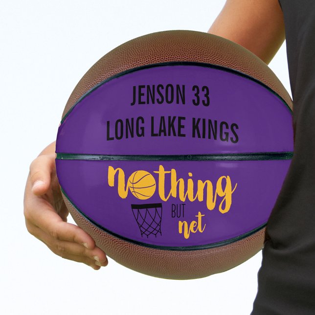 Nothing but Net Purple and Gold Personalized Basketball (Creator Uploaded)