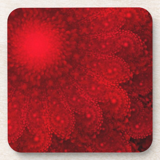 Nothing But Red Floral Drink Coaster (Front)