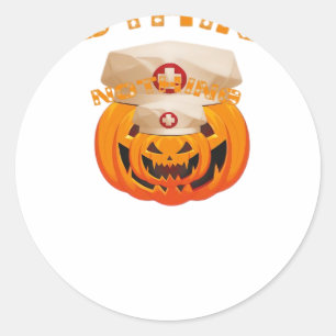 Nothing Can Scare A Nurse, Halloween Spooky Pumpki Classic Round Sticker