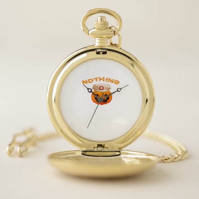 Nothing Can Scare A Nurse, Halloween Spooky Pumpki Pocket Watch (Inside)