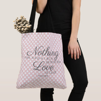 Nothing can separate us.... pink white polka-dots tote bag