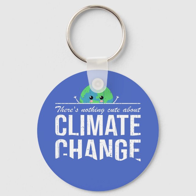 Nothing cute about climate change: drowning Earth Keychain (Front)