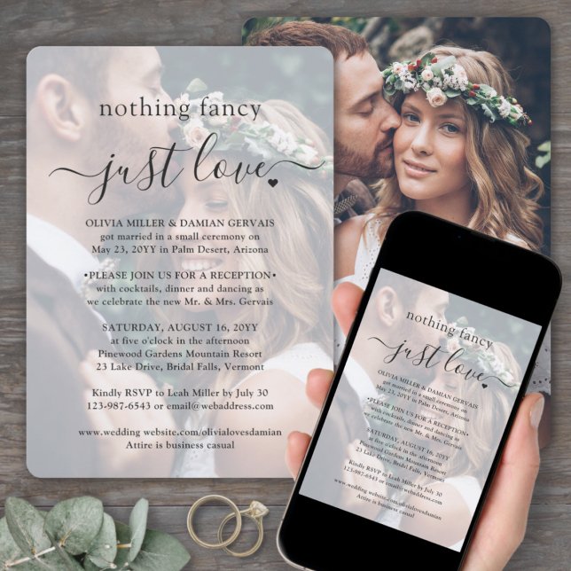 Nothing Fancy 2 Photo Overlay Simple Wedding Invitation (Creator Uploaded)