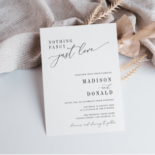 nothing fancy black and white wedding invitation