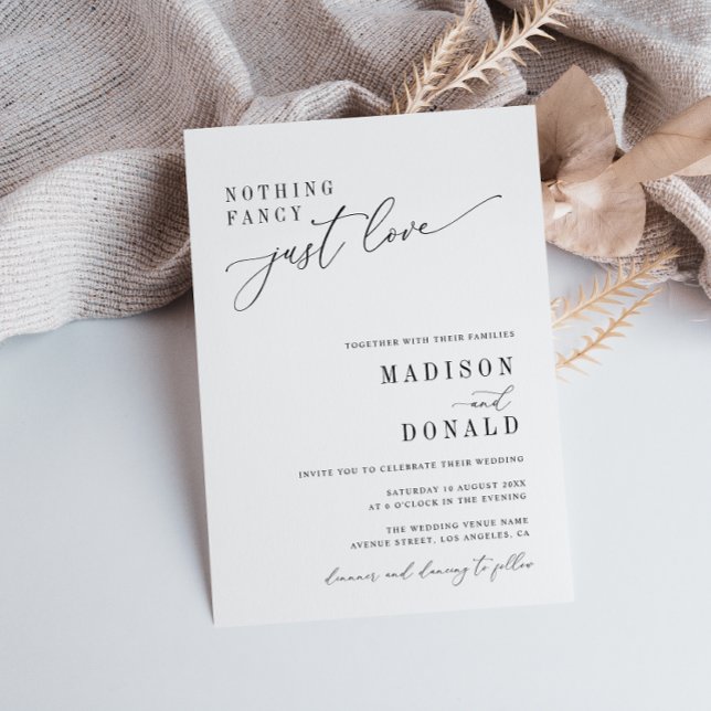 nothing fancy black and white wedding invitation (Creator Uploaded)