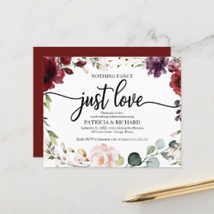 Nothing Fancy Budget Wedding Invitations Burgundy