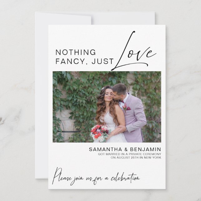 Nothing Fancy But Love | Elopement Party  Announcement (Front)