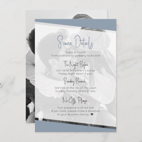 Nothing Fancy Casual Dusty Blue Wedding Details Enclosure Card