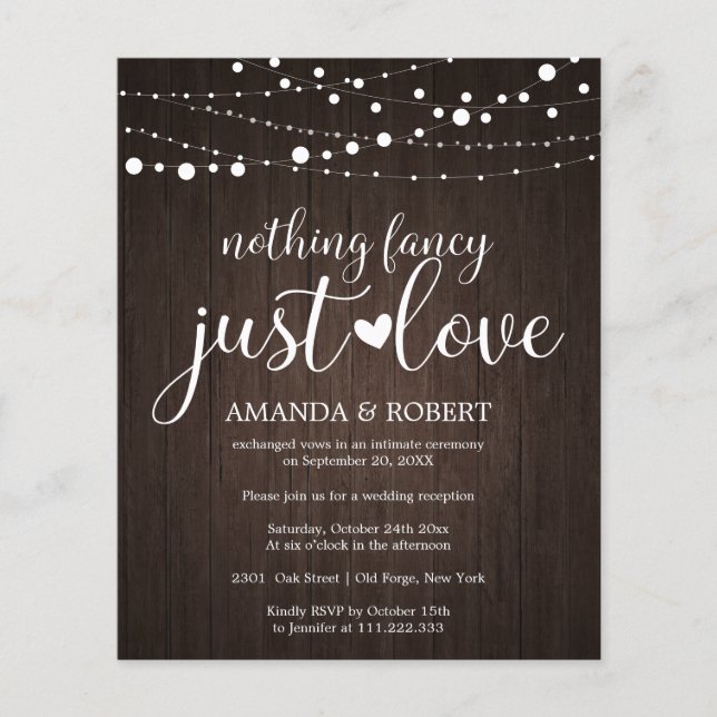 Nothing Fancy Cheap Rustic Wedding Invitations (Front)