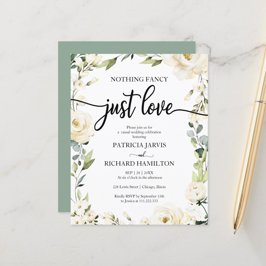 Nothing Fancy Floral Cheap Wedding Invitation Zazzle